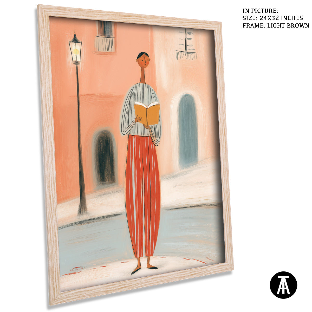 Artwork in Light Brown Frame