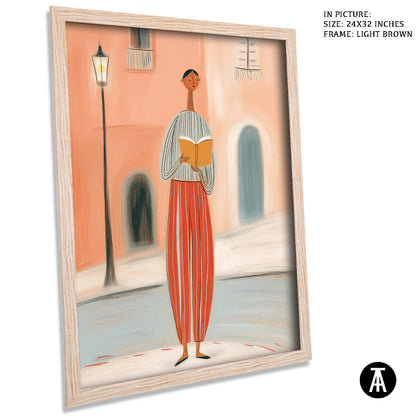 Artwork in Light Brown Frame