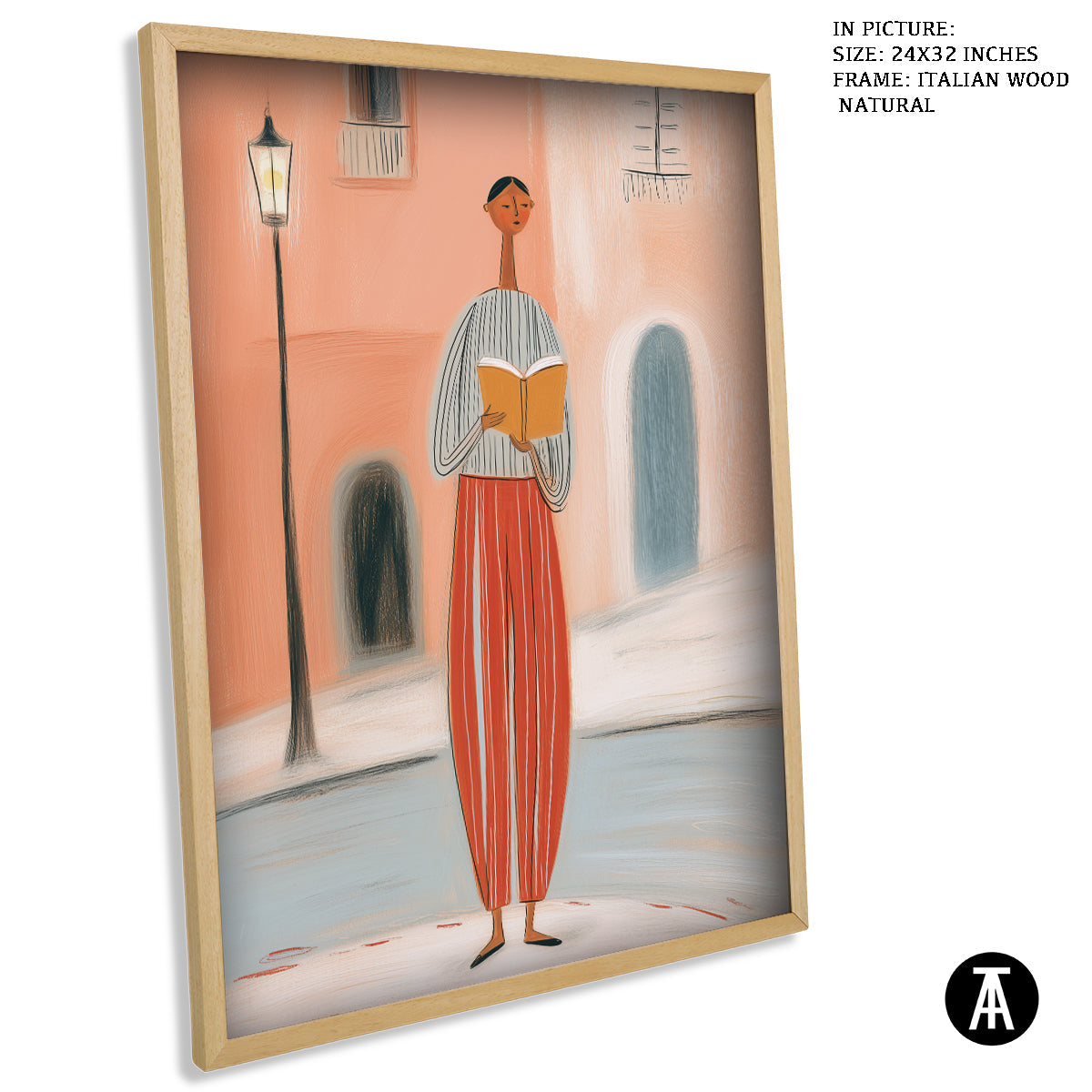 Artwork in Natural Wood Frame