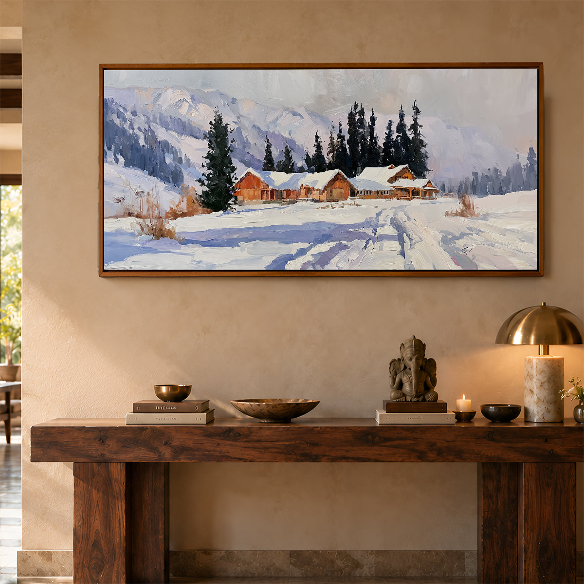 Panoramic Indian Painting in a Lifestyle Setting