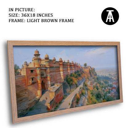 Artwork in Light Brown Frame