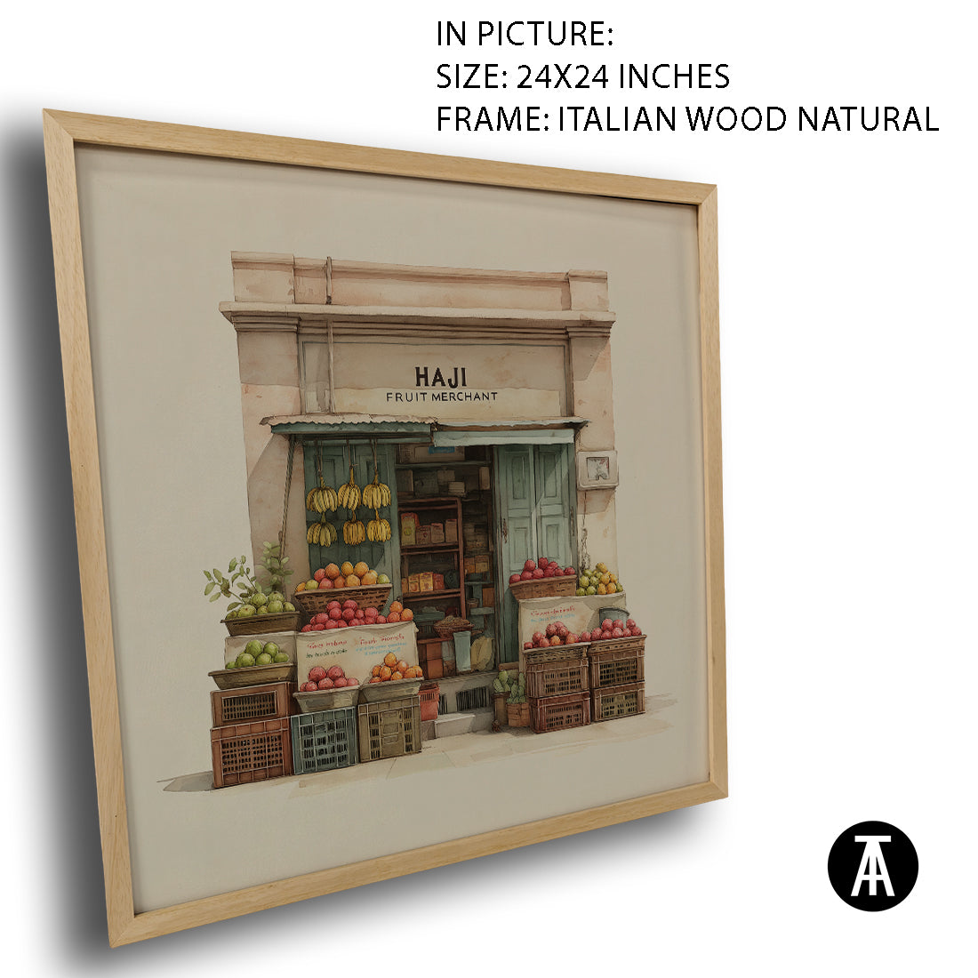 Artwork in Natural Wood Frame