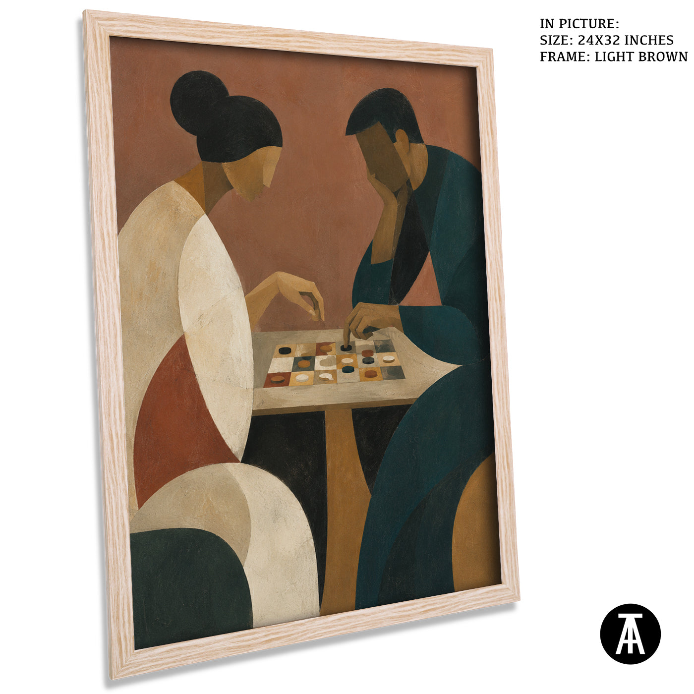 Artwork in Light Brown Frame