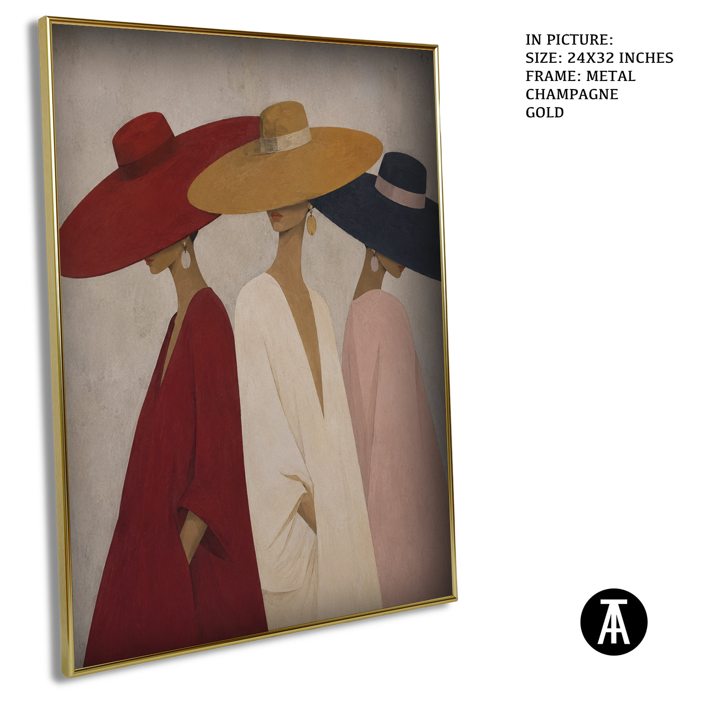 Artwork in Metal Champagne Gold Frame