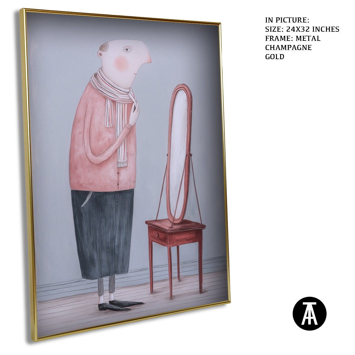 Artwork in Metal Champagne Gold Frame