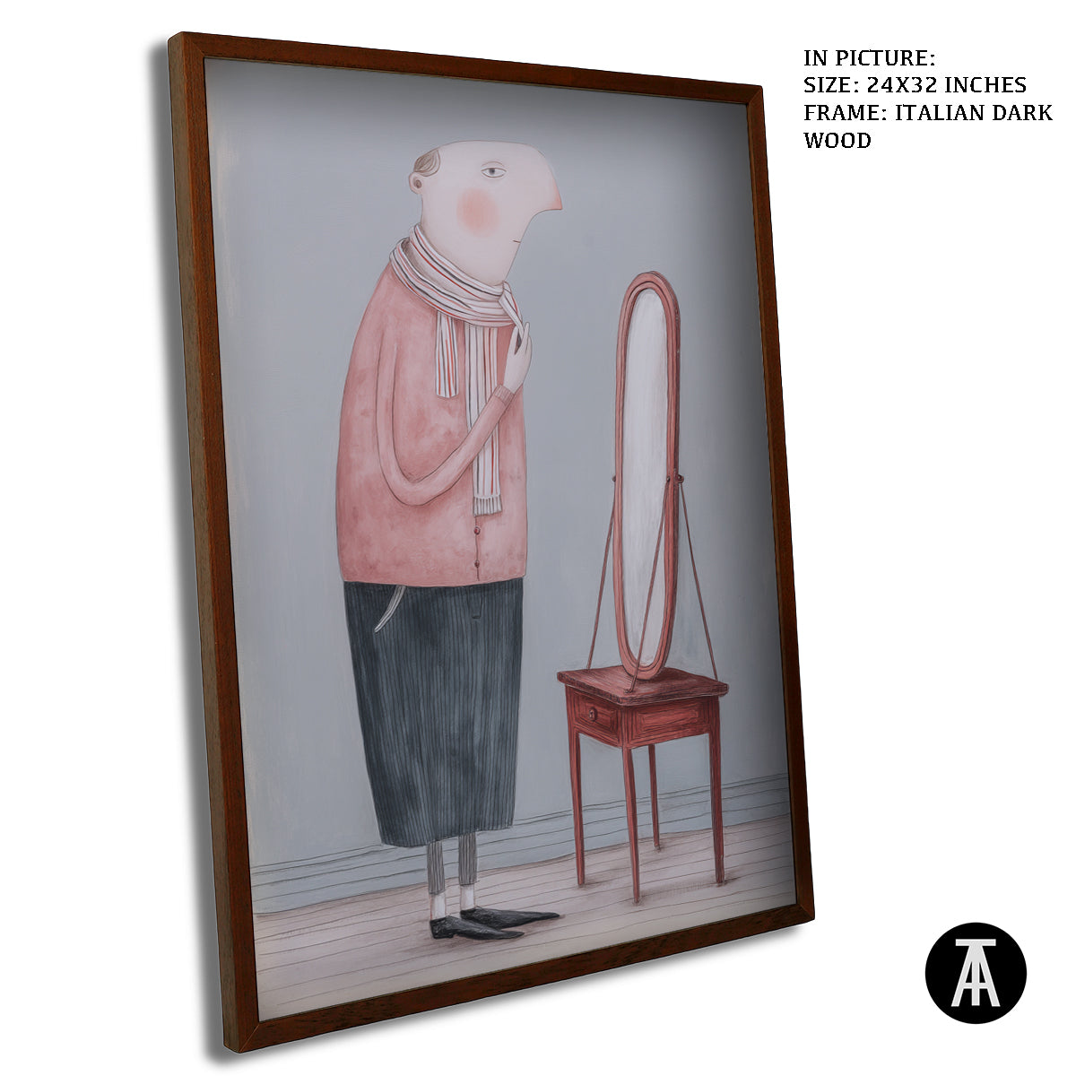 Artwork in Dark Wood Frame