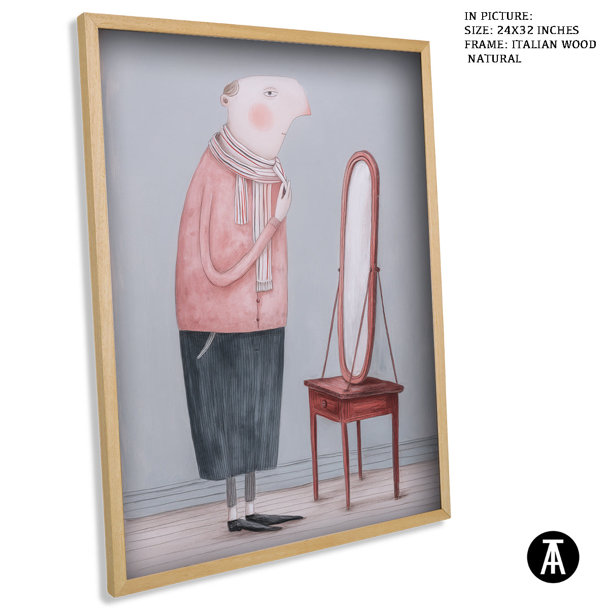 Artwork in Natural Wood Frame