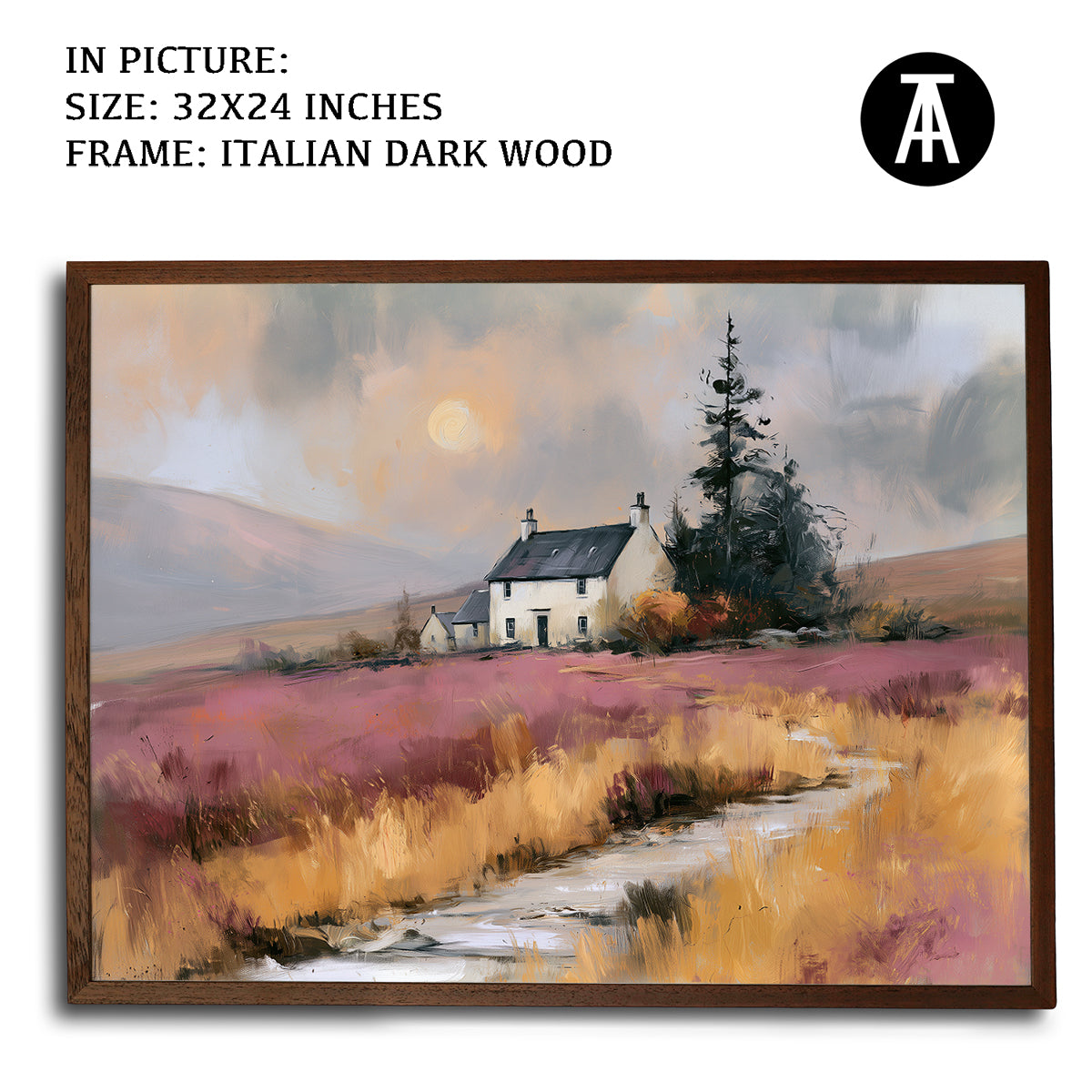Artwork in Dark Wood Frame
