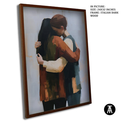Artwork in Dark Wood Frame