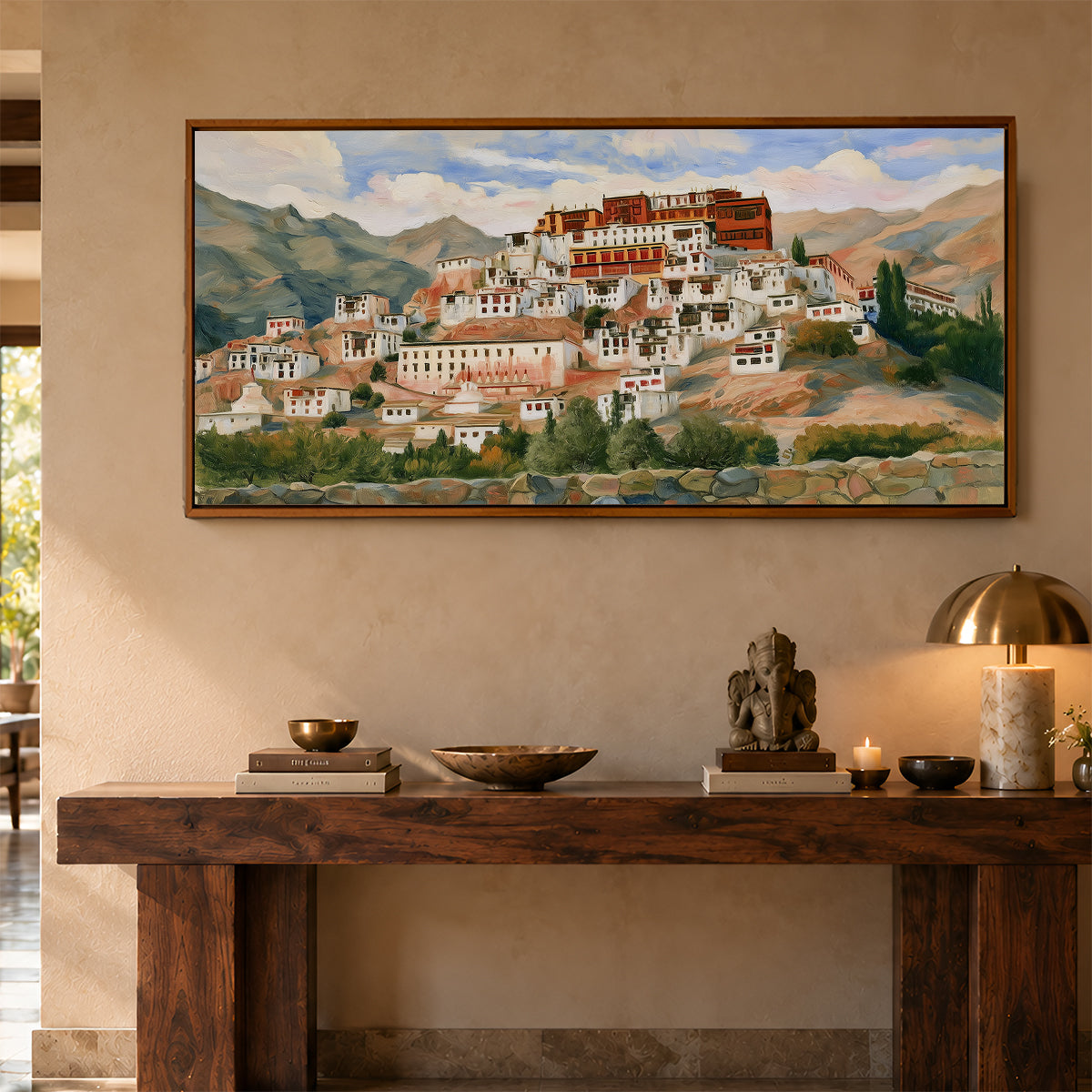 Panoramic Indian Painting in a Lifestyle Setting