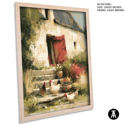 Artwork in Light Brown Frame