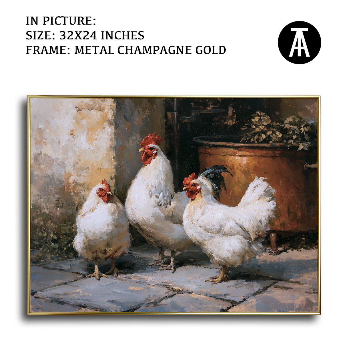 Artwork in Metal Champagne Gold Frame
