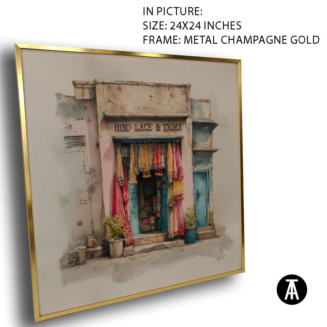 Artwork in Metal Champagne Gold Frame