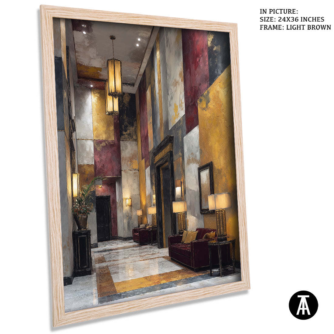 Artwork in Light Brown Frame