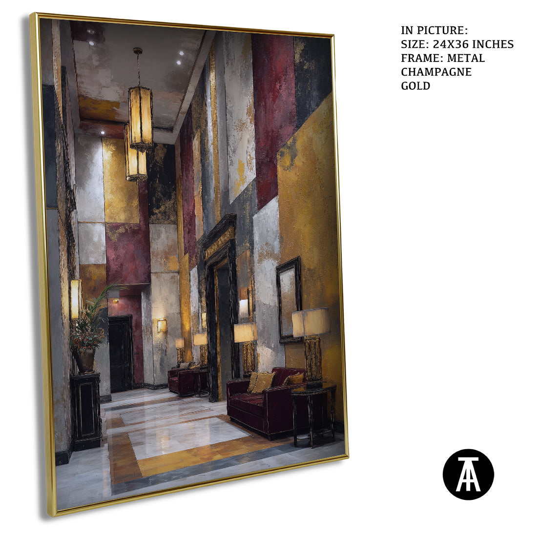 Artwork in Metal Champagne Gold Frame