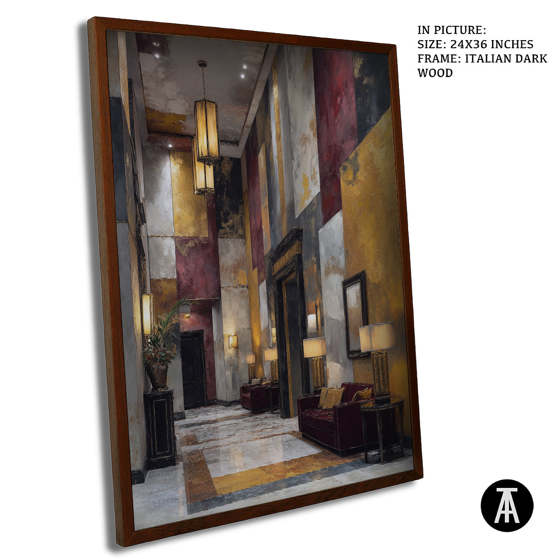 Artwork in Dark Wood Frame