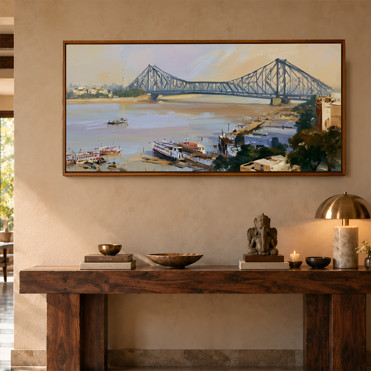 Panoramic Indian Painting in a Lifestyle Setting
