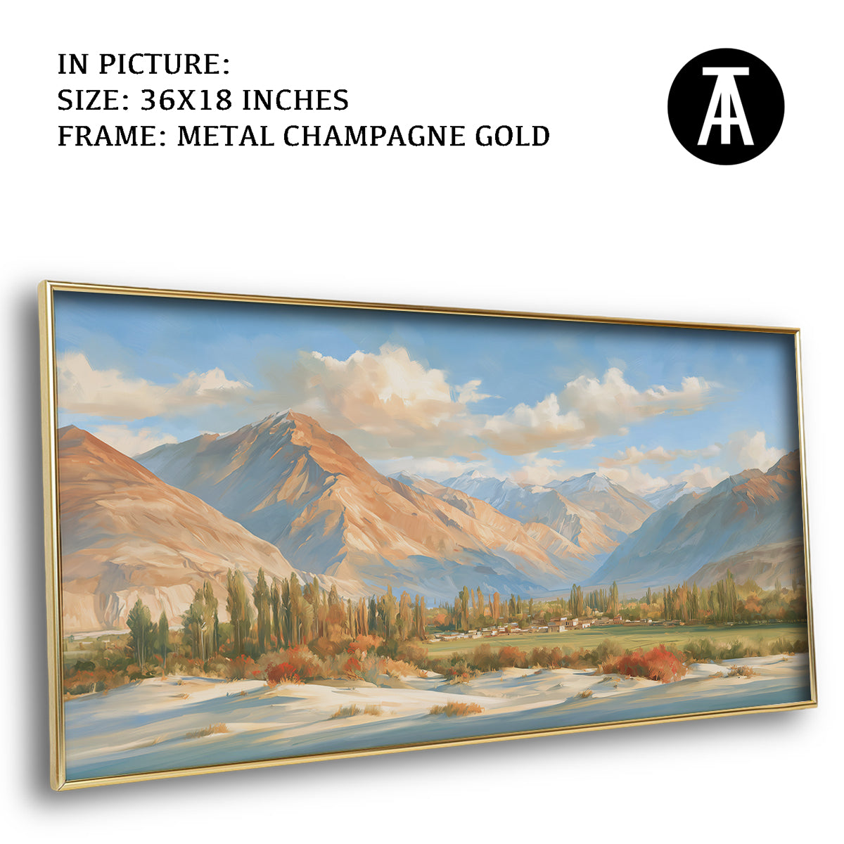 Artwork in Metal Champagne Gold Frame