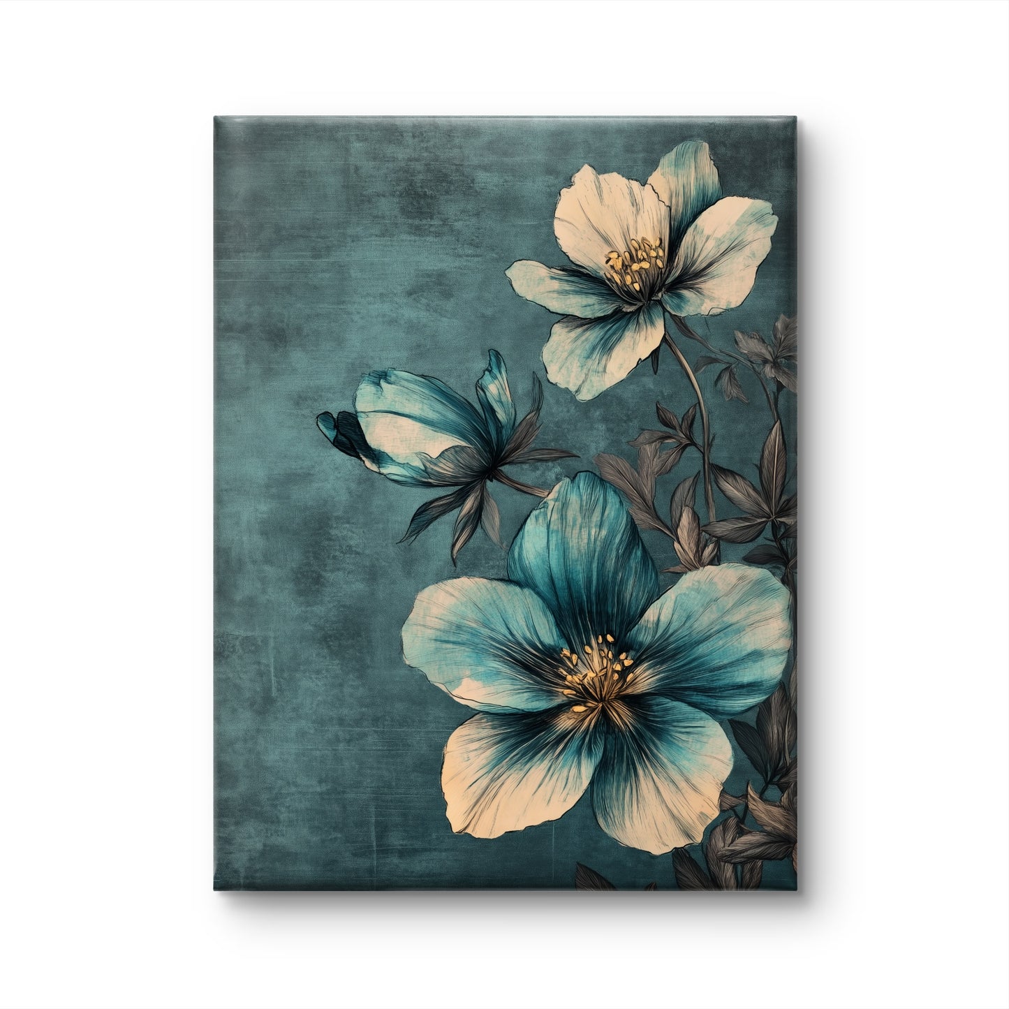 Vintage Turquoise Florals by Fleurs de la Terre