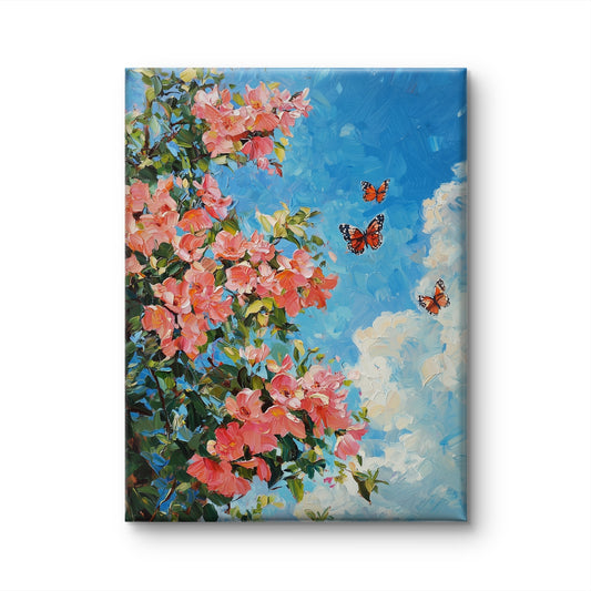 Pink Flowers and Butterflies by Fleurs de la Terre