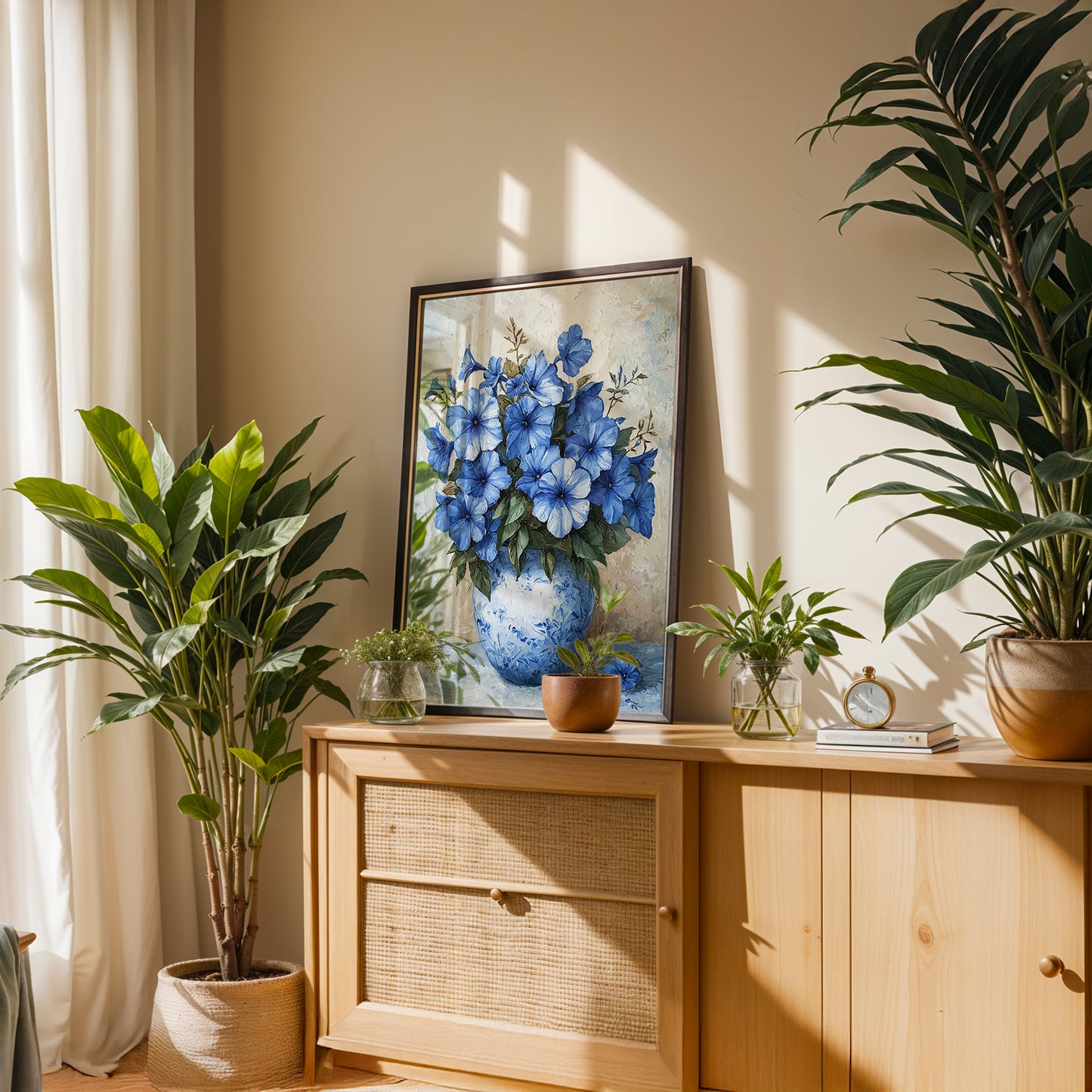 Blue Flowers in a Pot by Fleurs de la Terre