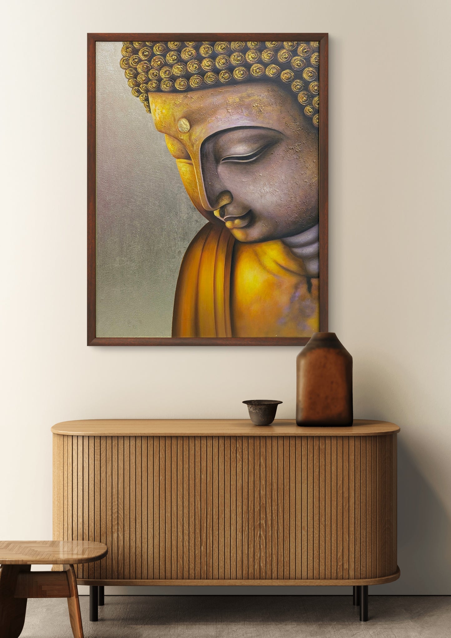 Lord Buddha In Gold by Pham Van Hoan (Canvas Painting -60X80 cm)