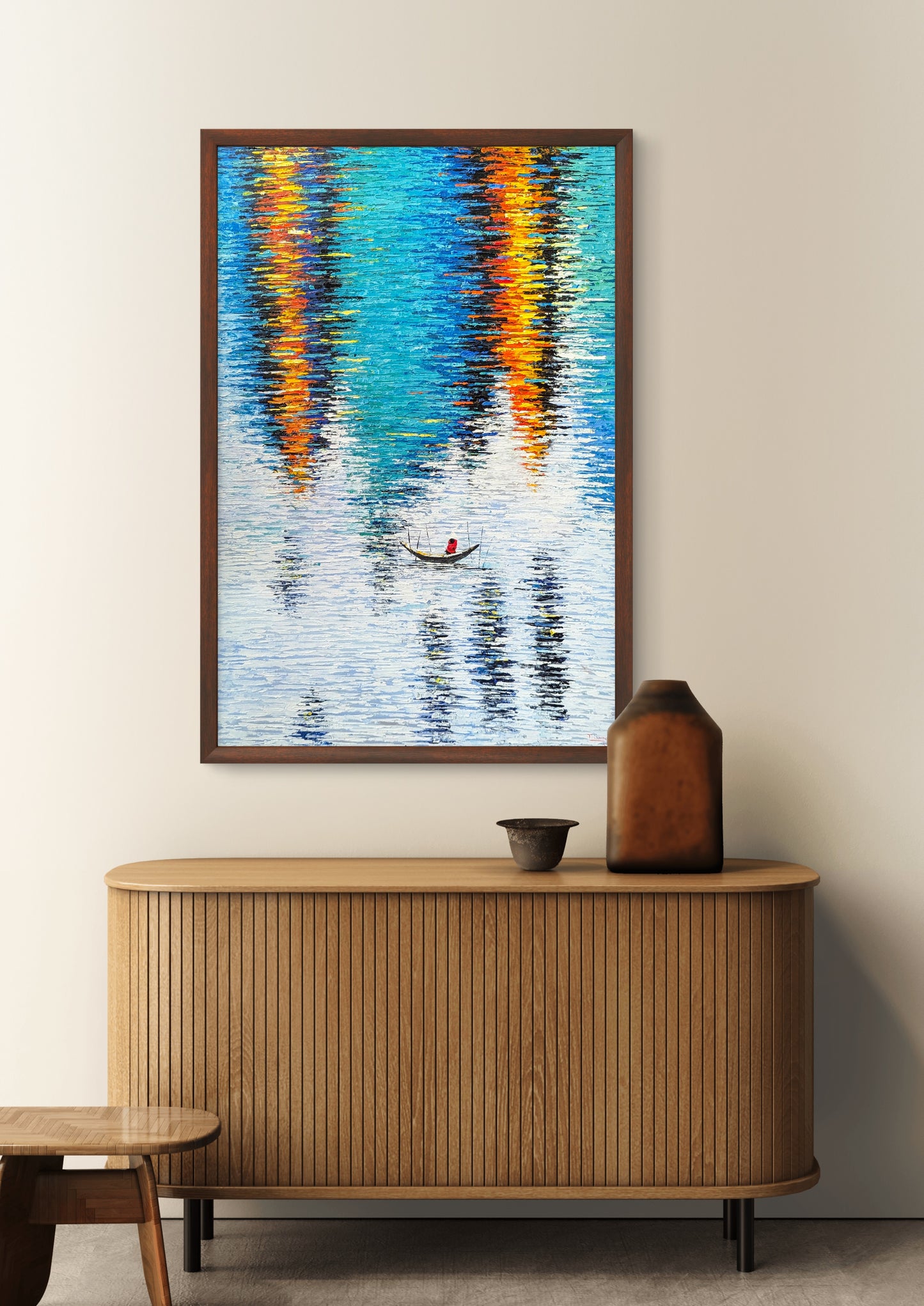 The Lonely Fisherman by T. Long (Canvas Painting - 80X120 cm)