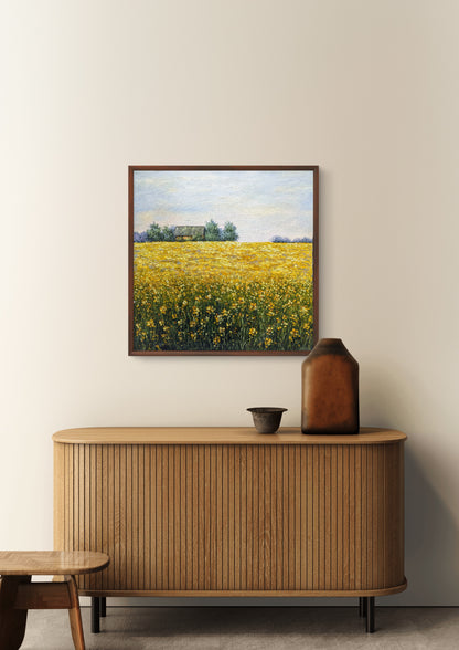 Cottage In The Field by Toan Minh (Canvas Painting - 80X80 cm)