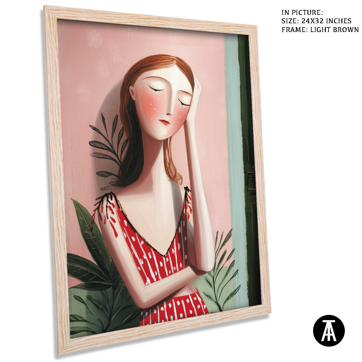 Artwork in Light Brown Frame