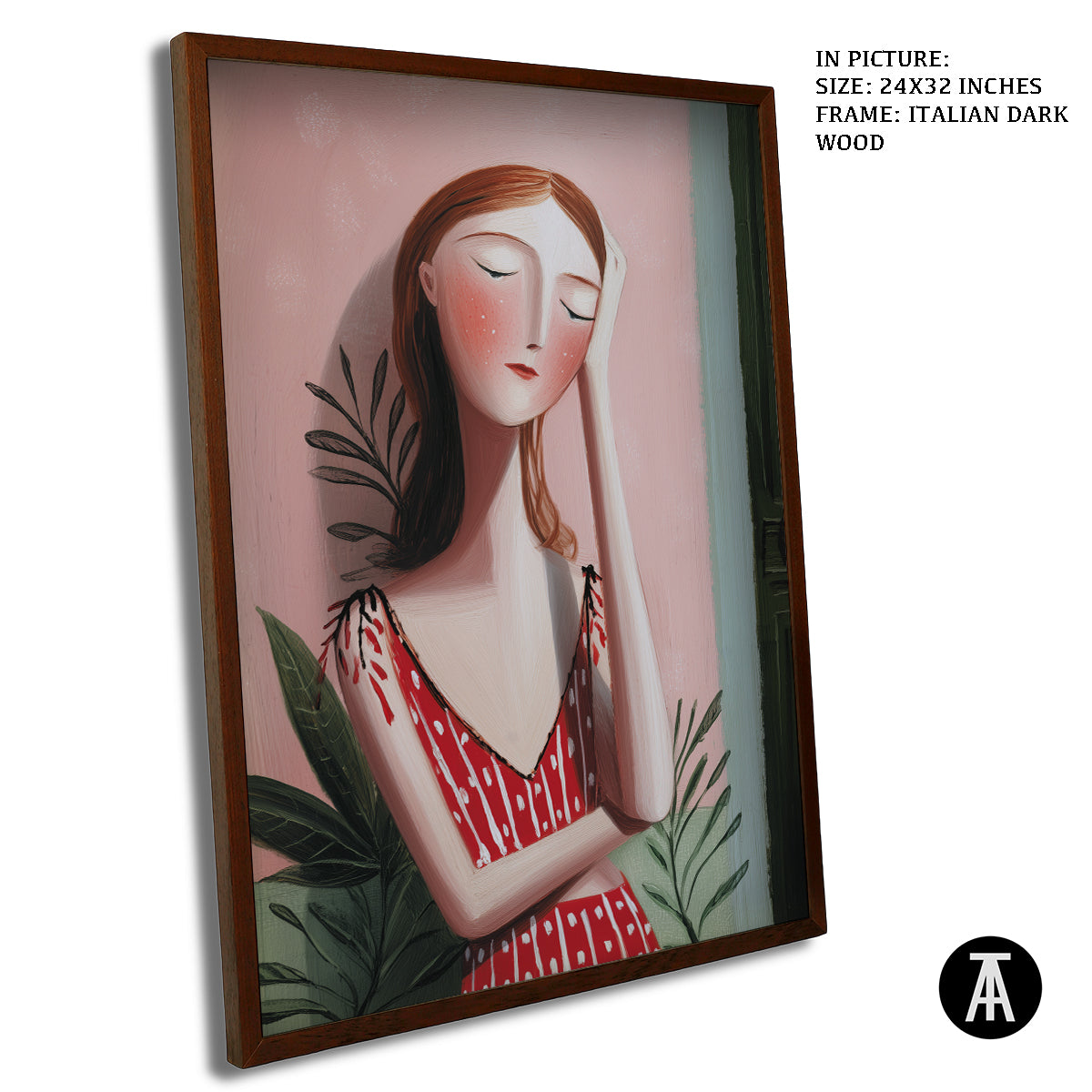 Artwork in Dark Wood Frame