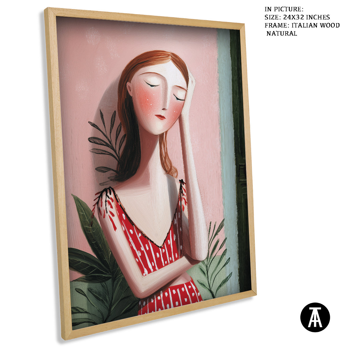 Artwork in Natural Wood Frame