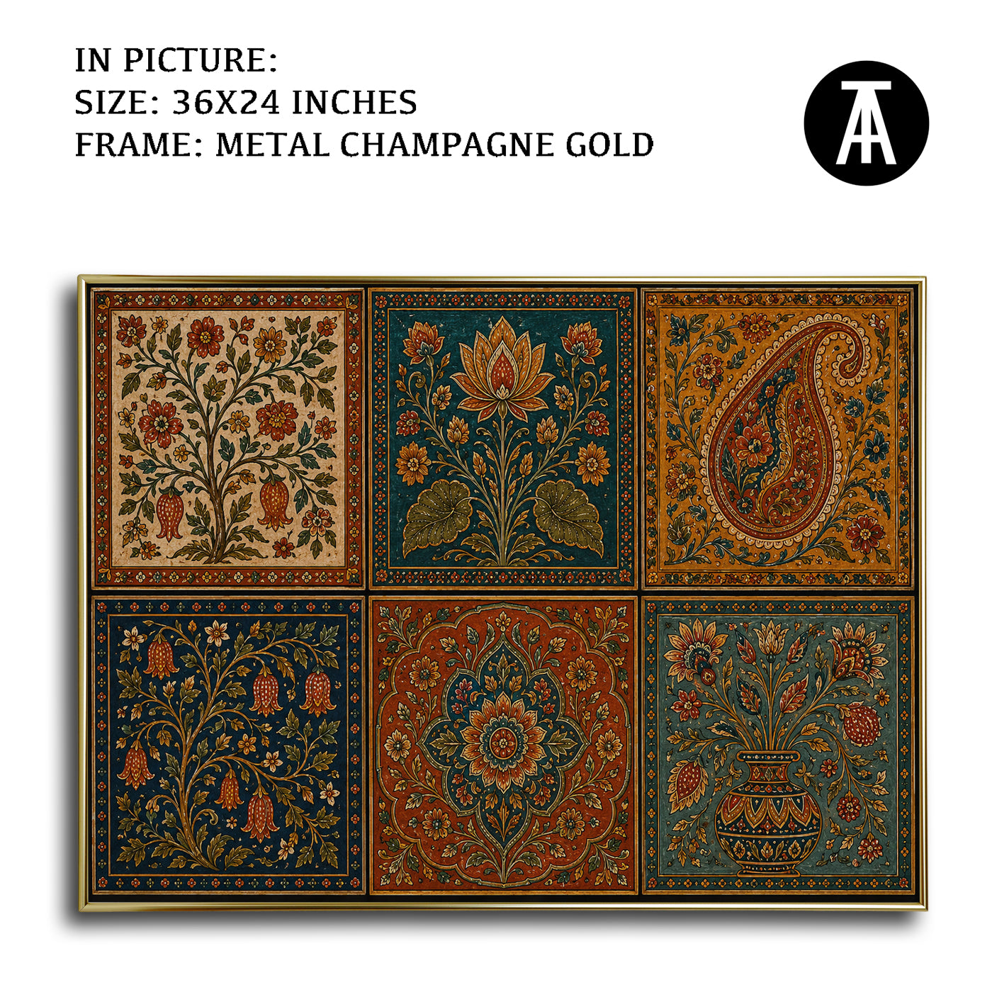 Artwork in Metal Champagne Gold Frame