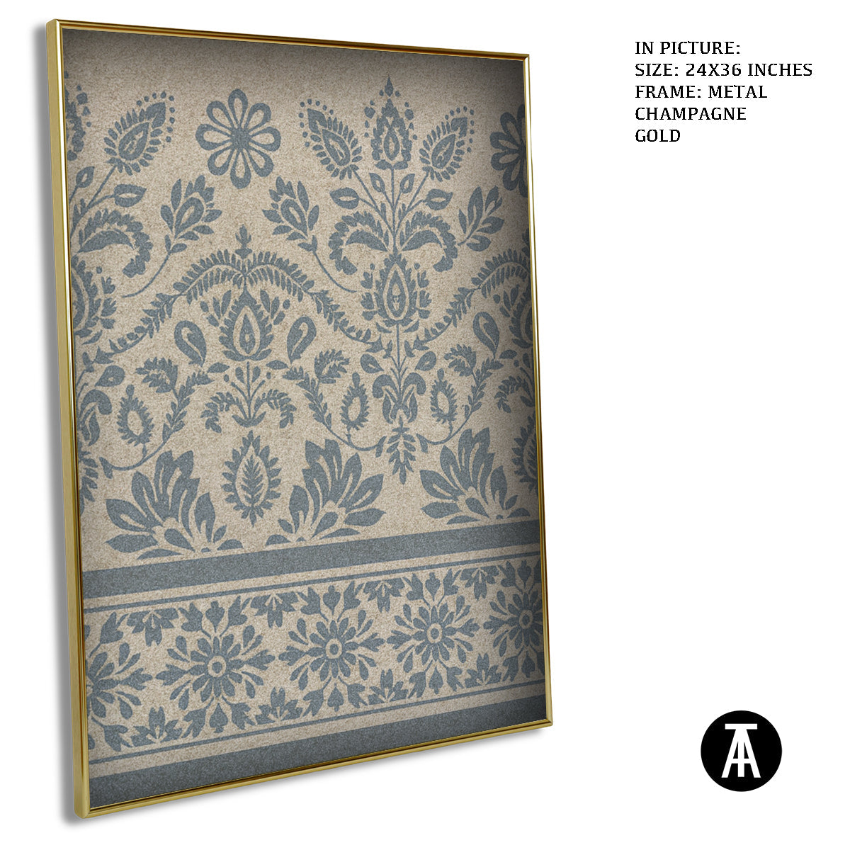 Artwork in Metal Champagne Gold Frame