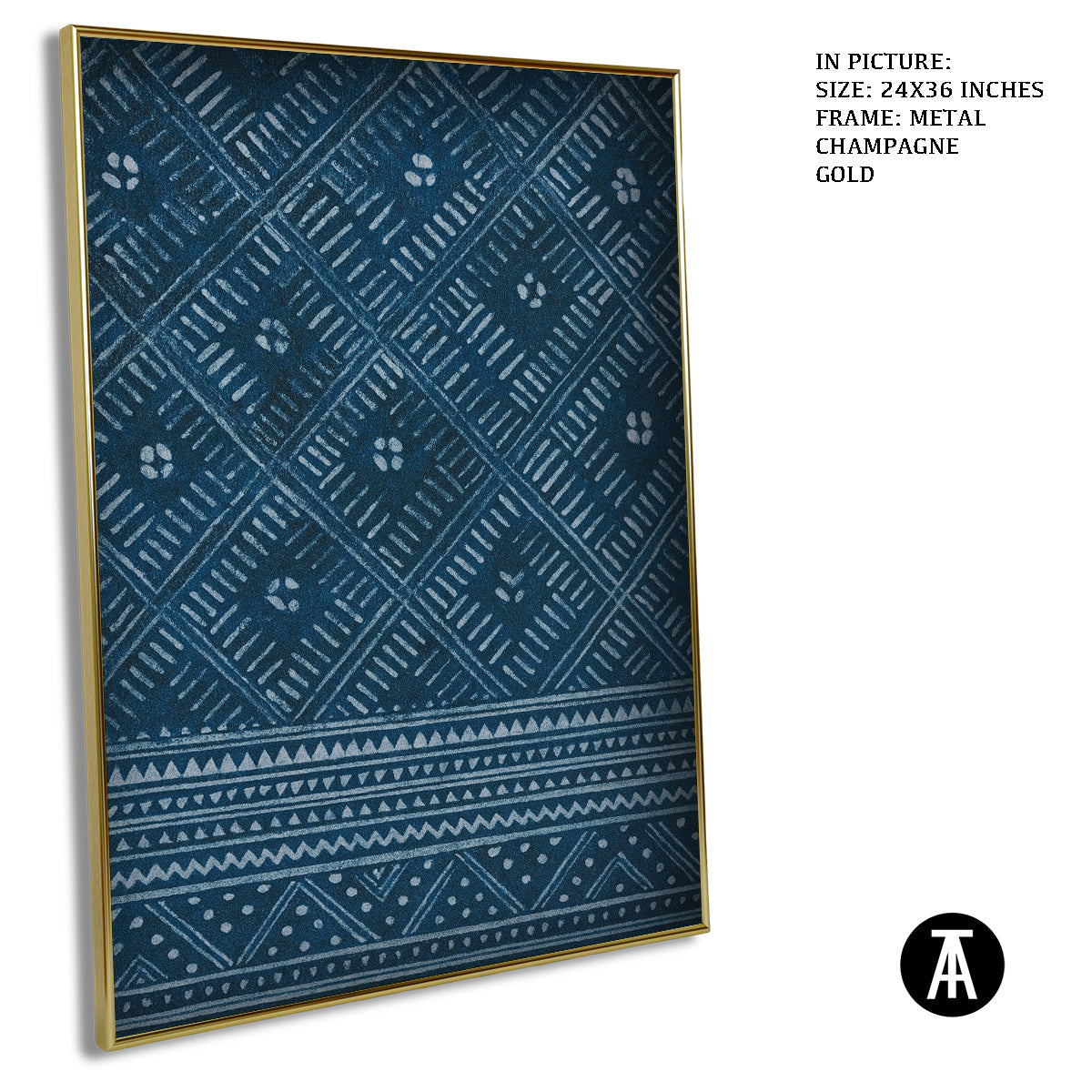 Artwork in Metal Champagne Gold Frame