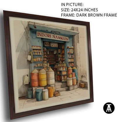 Artwork in Dark Brown Frame