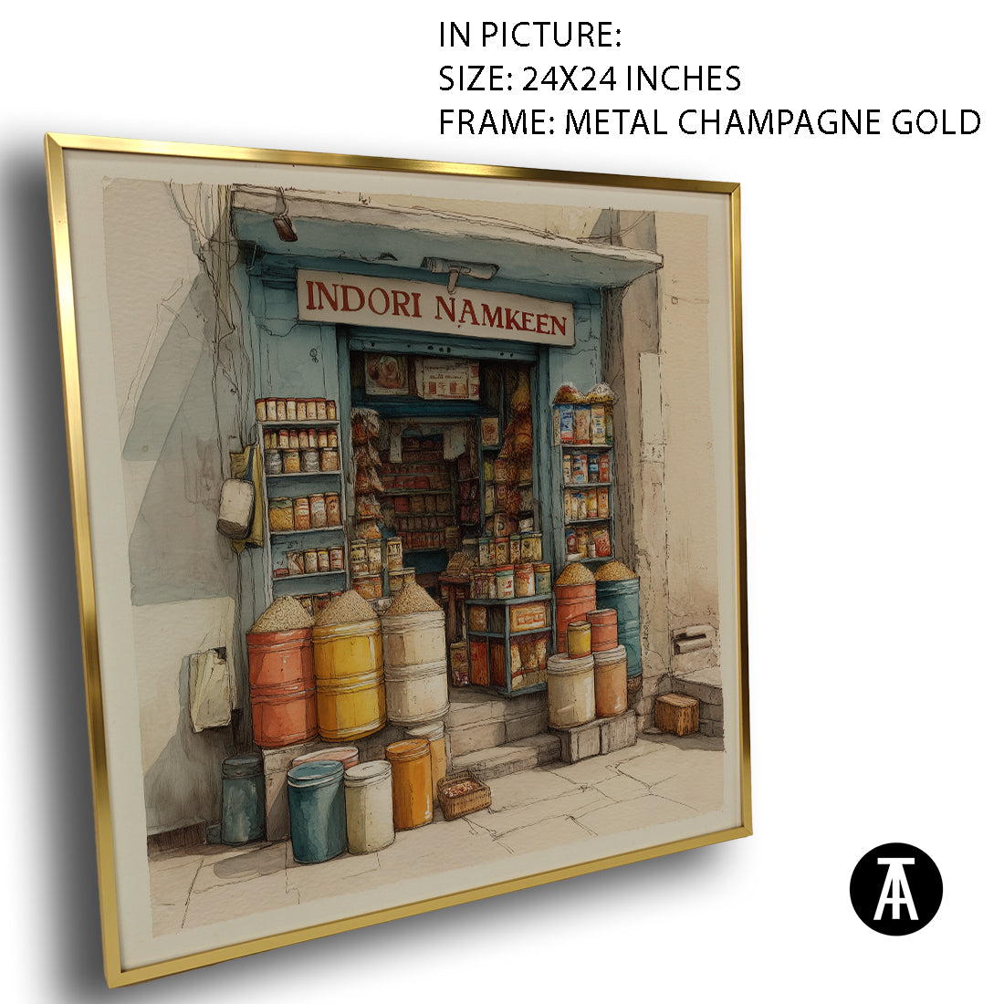 Artwork in Metal Champagne Gold Frame