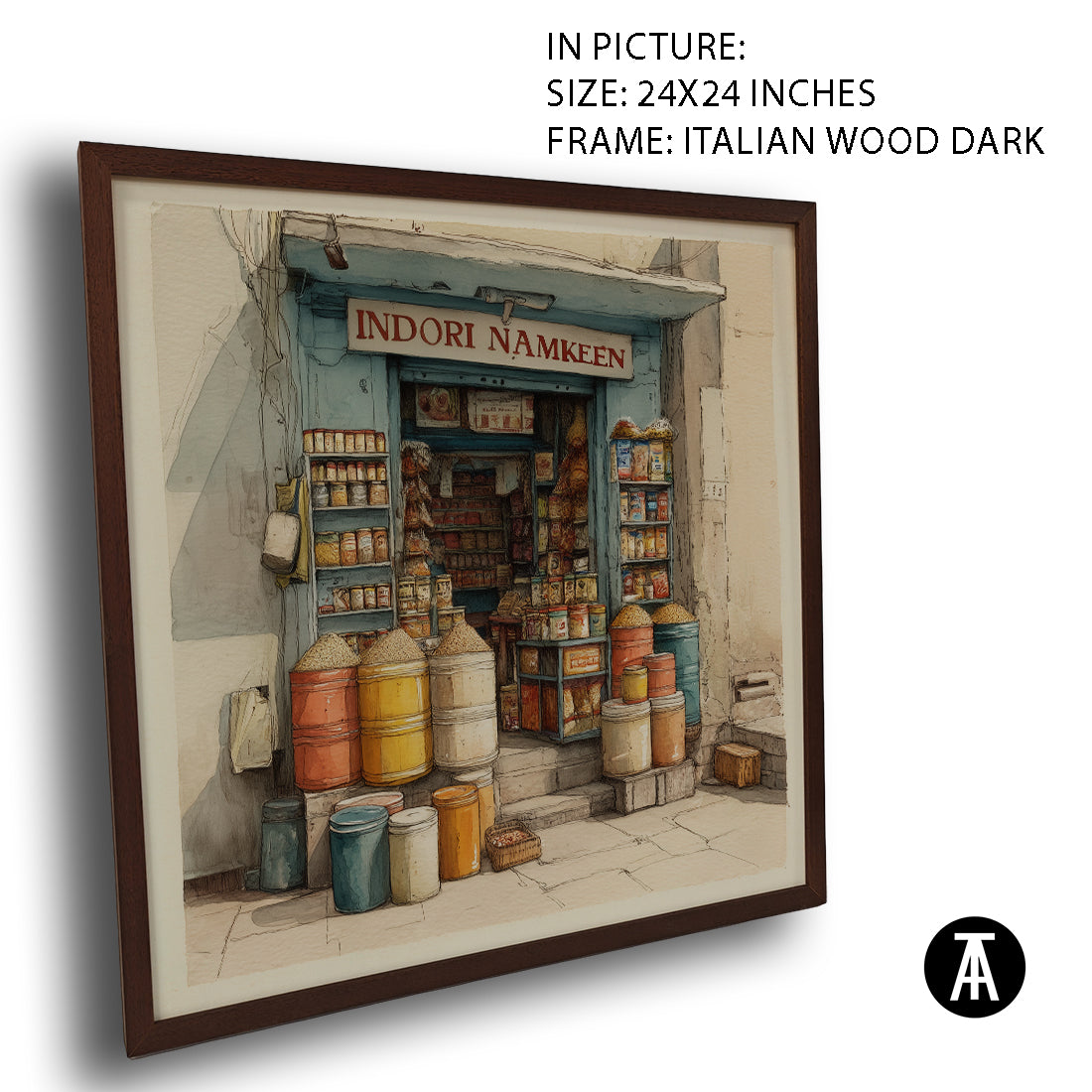 Artwork in Dark Wood Frame