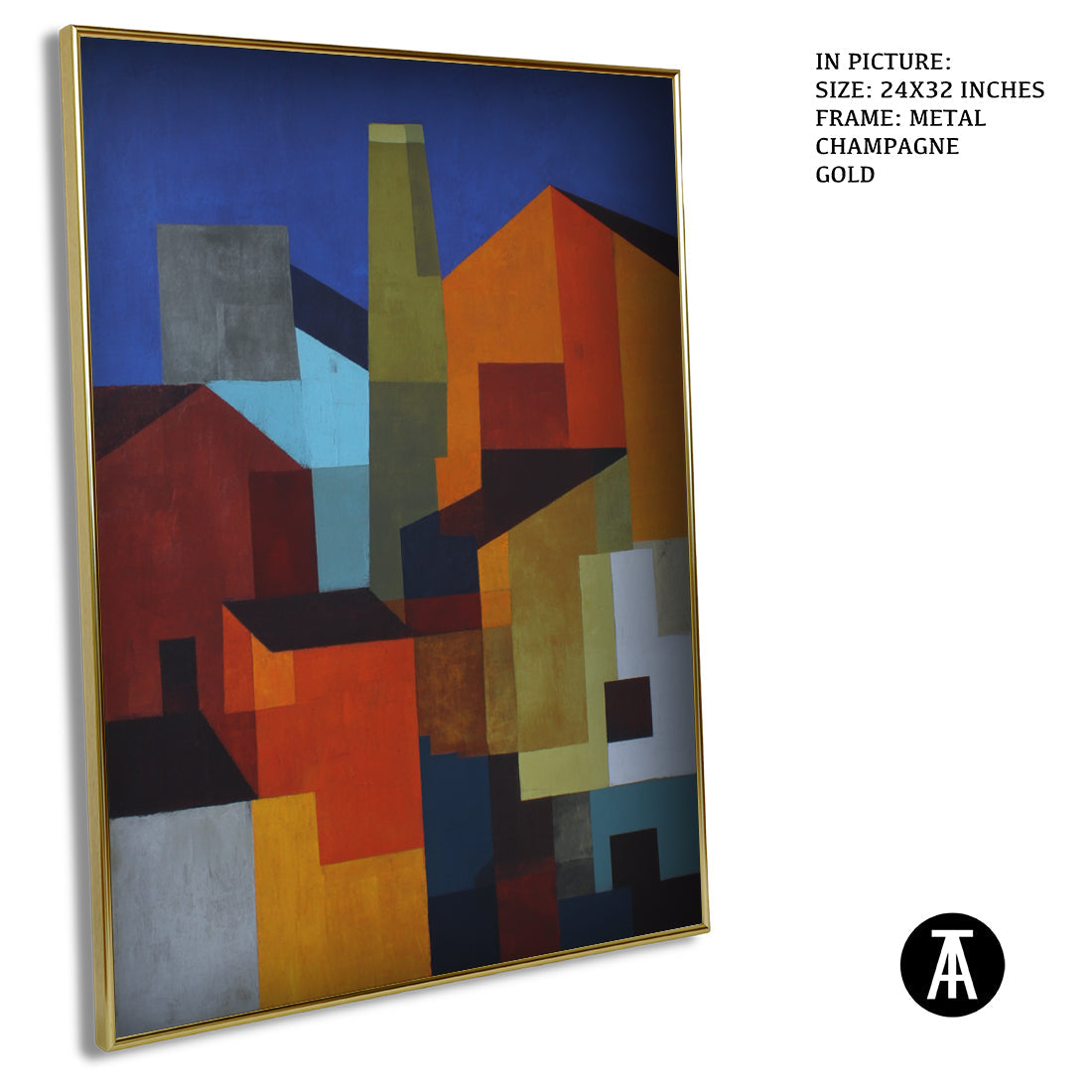 Artwork in Metal Champagne Gold Frame