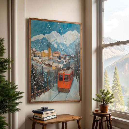 Swiss Alps Painting in a Lifestyle Setting