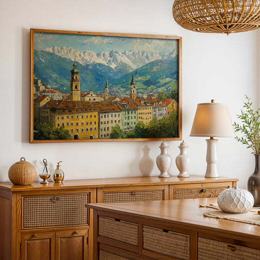 Swiss Alps Painting in a Lifestyle Setting
