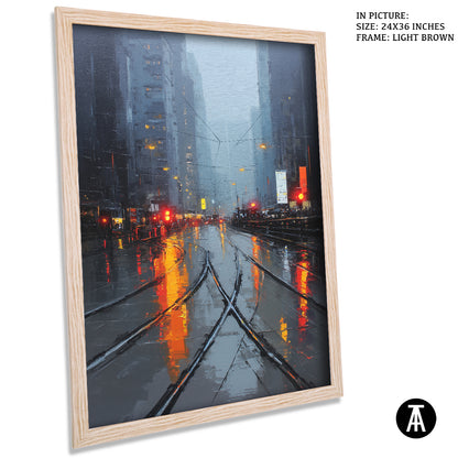 Artwork in Light Brown Frame