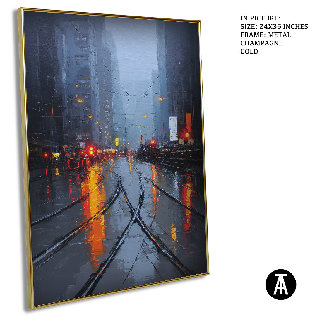 Artwork in Metal Champagne Gold Frame