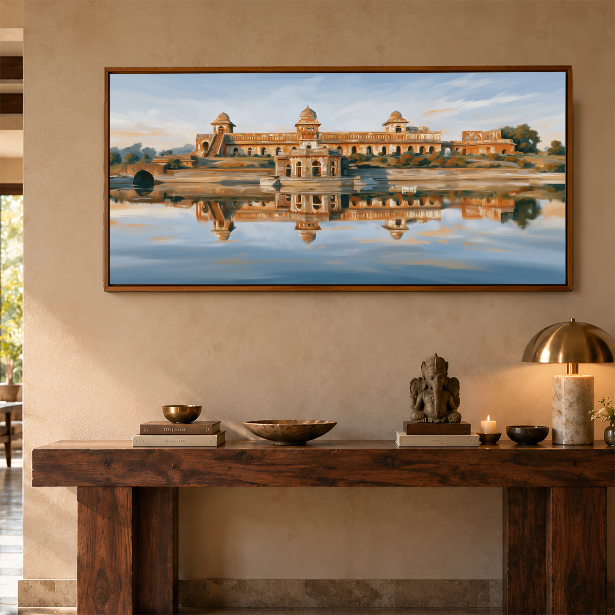 Panoramic Indian Painting in a Lifestyle Setting