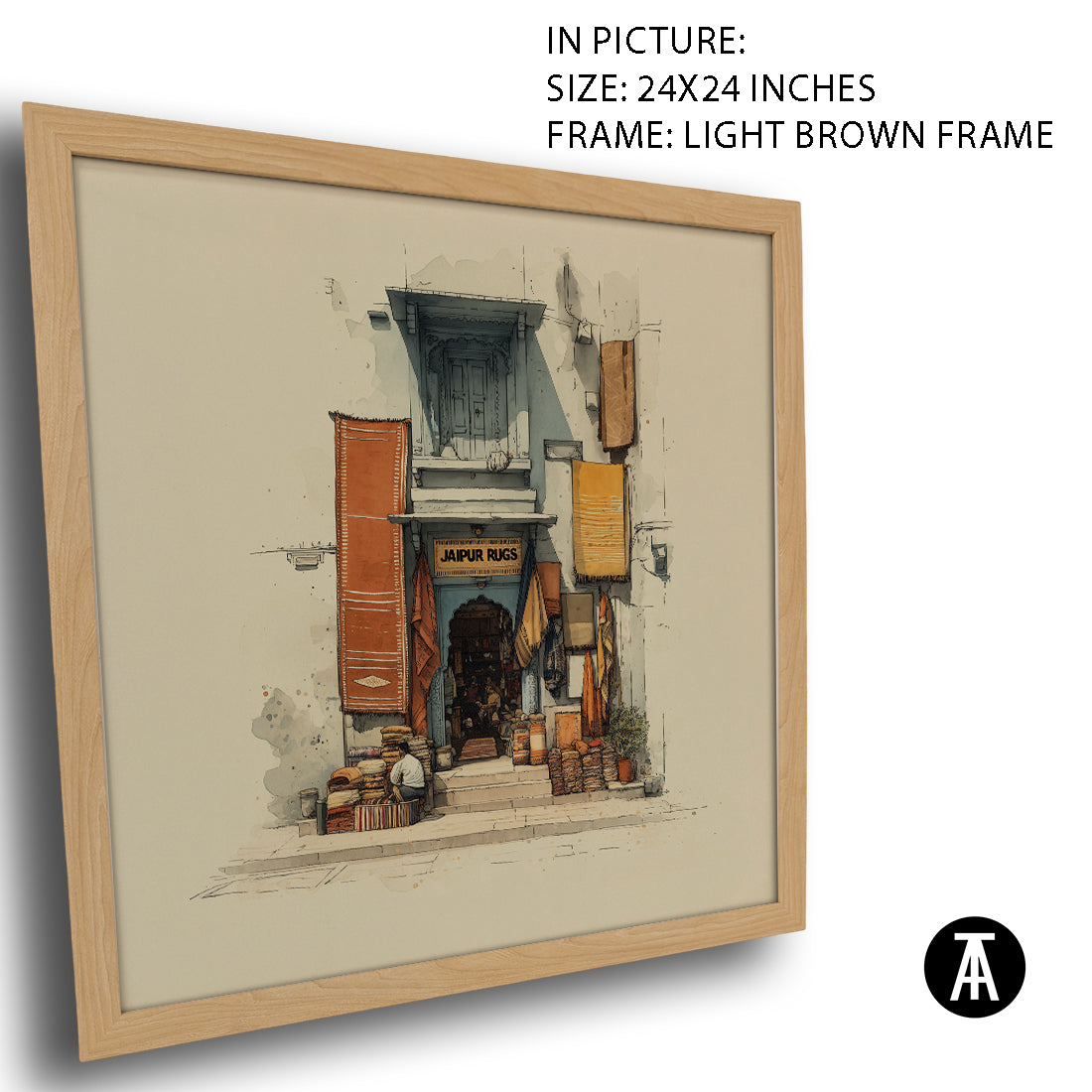 Artwork in Light Brown Frame