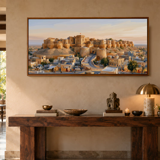 Panoramic Indian Painting in a Lifestyle Setting