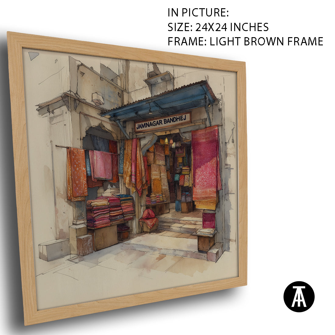 Artwork in Light Brown Frame