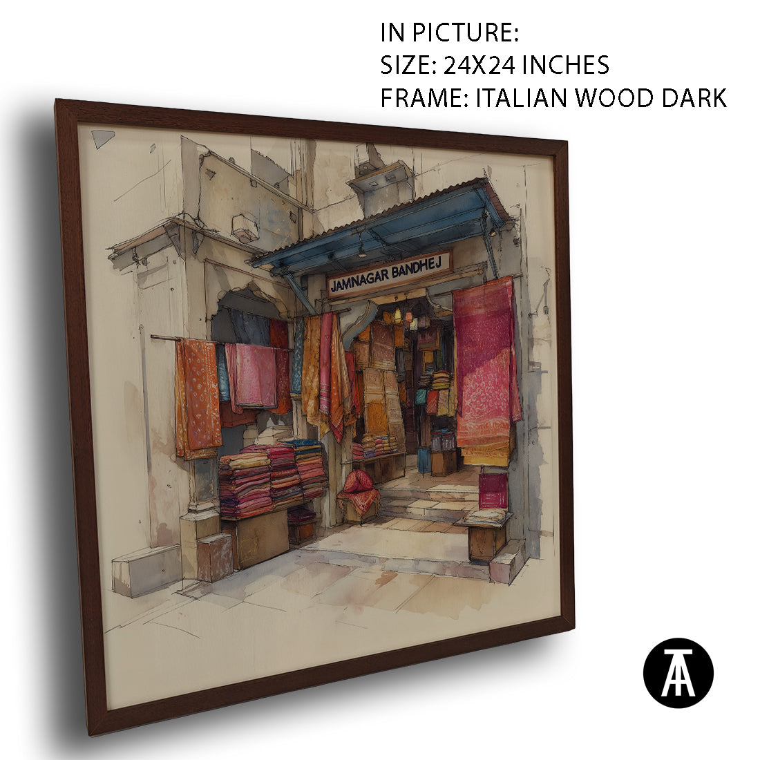 Artwork in Dark Wood Frame