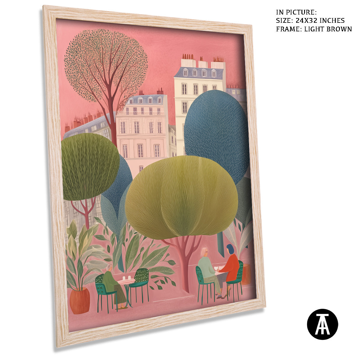 Artwork in Light Brown Frame