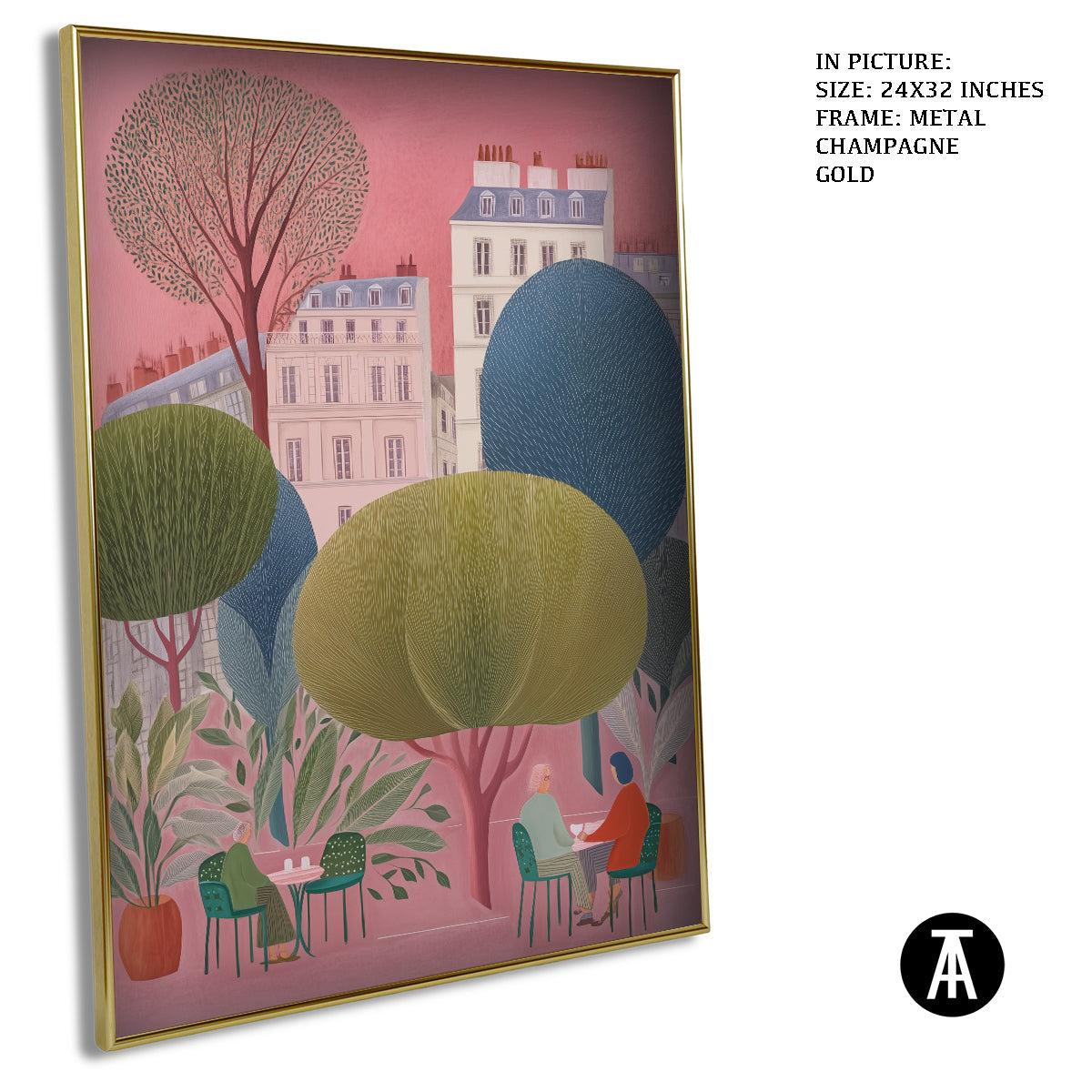 Artwork in Metal Champagne Gold Frame