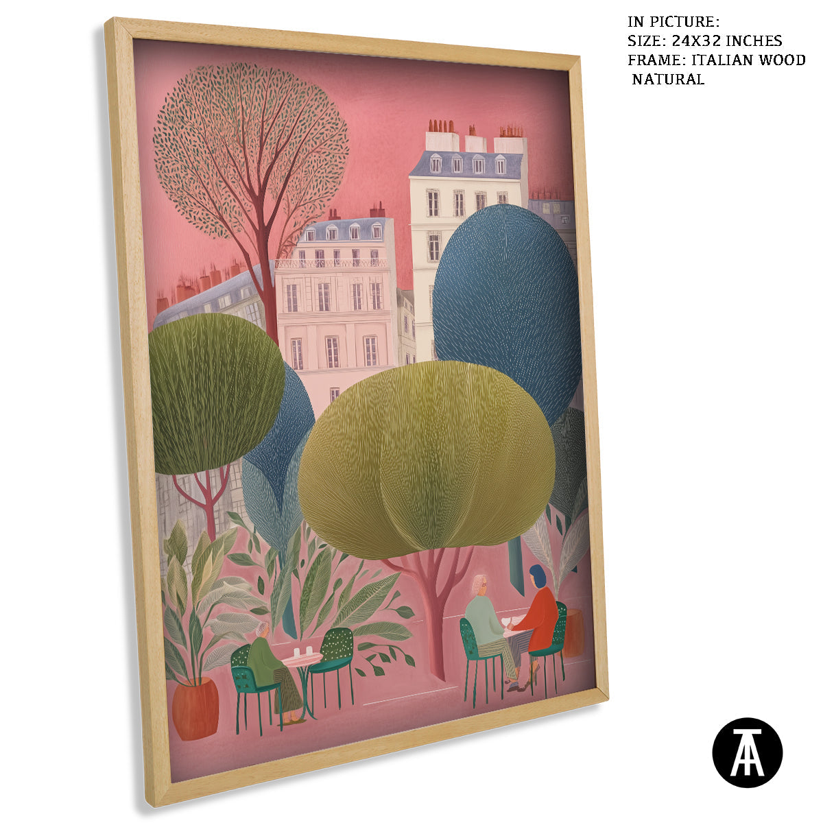 Artwork in Natural Wood Frame